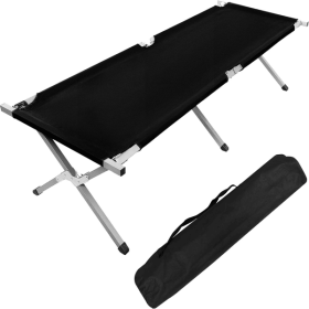Portable Folding Camping Cot with Carrying Bag Army (Black)